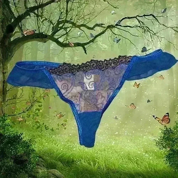 Brand New With Tags Fredericks Of Hollywood Blue Mesh Two piece Slip Dress Set - Picture 13 of 15